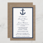 Navy Blue Nautical Anchor On Burlap Bridal Shower