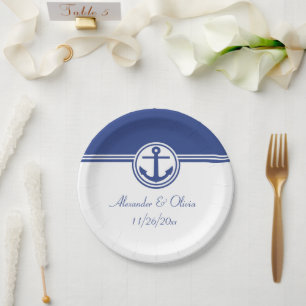 Navy Blue Nautical Anchor Paper Plates