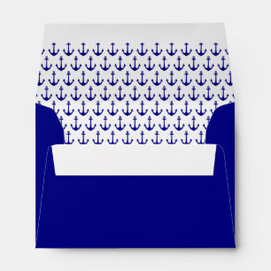 Navy Blue Nautical Anchor Pattern Envelope