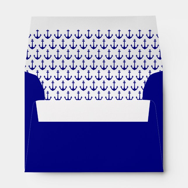 Navy Blue Nautical Anchor Pattern Envelope (Back (Bottom))