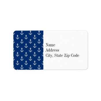 Navy Blue Nautical Anchor Pattern Label by PastelCrown at Zazzle