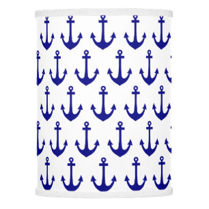 Navy Blue Nautical Anchor Pattern Lamp Shade