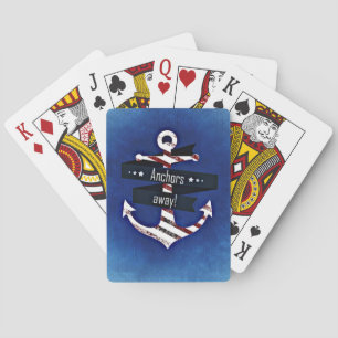 Navy Blue Nautical Anchor Poker Cards