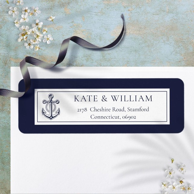 Navy Blue Nautical Anchor Return Address Label (Navy Blue Nautical Anchor Return Address Label)