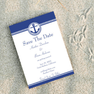 Navy Blue Nautical Anchor Save The Date