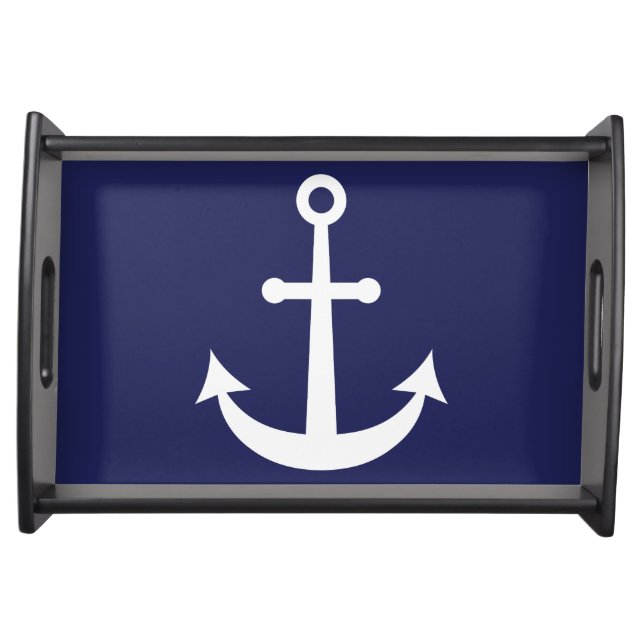 Navy Blue Nautical Anchor Serving Tray (Front)