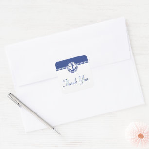 Navy Blue Nautical Anchor Thank You Stickers
