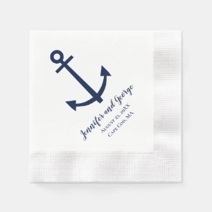 Navy Blue Nautical Anchor Wedding Napkins