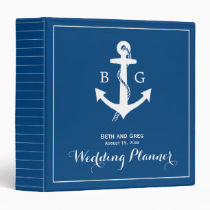 Navy Blue Nautical Anchor Wedding Planner Binder