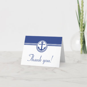 Navy Blue Nautical Anchor Wedding Thank You Cards