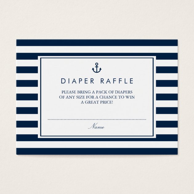 Navy Blue Nautical Baby Shower Diaper Raffle Business Card