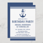 Navy Blue Nautical Birthday Party Invitations (Front/Back)