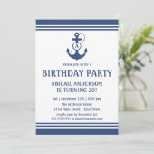 Navy Blue Nautical Birthday Party Invitations (Standing Front)