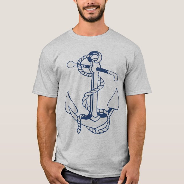 Navy Blue Nautical Boat Anchor 7a T-Shirt (Front)