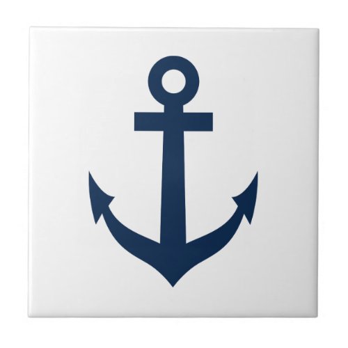 Navy blue nautical boat anchor ceramic tiles