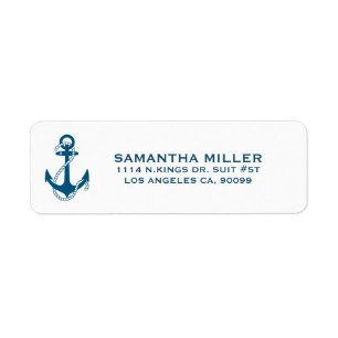 Navy Blue Nautical Boat Anchor Label