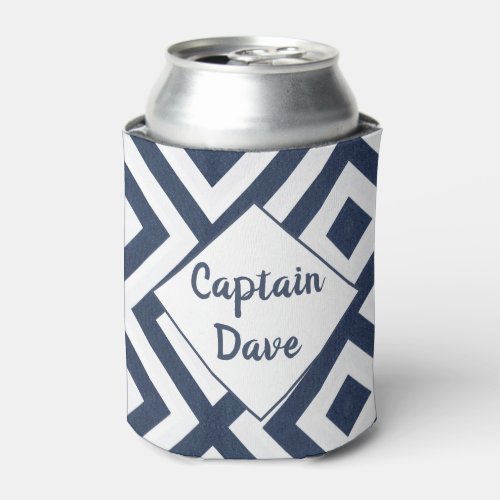 Navy Blue Nautical Boat Fun Captain Custom Can Cooler