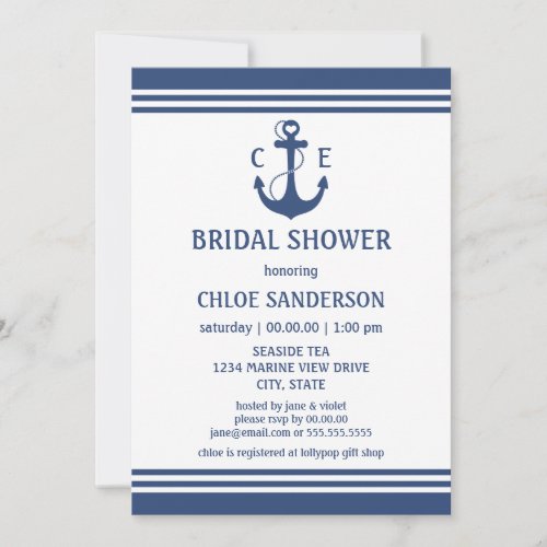 Nautical Bridal Shower Personalized Invites