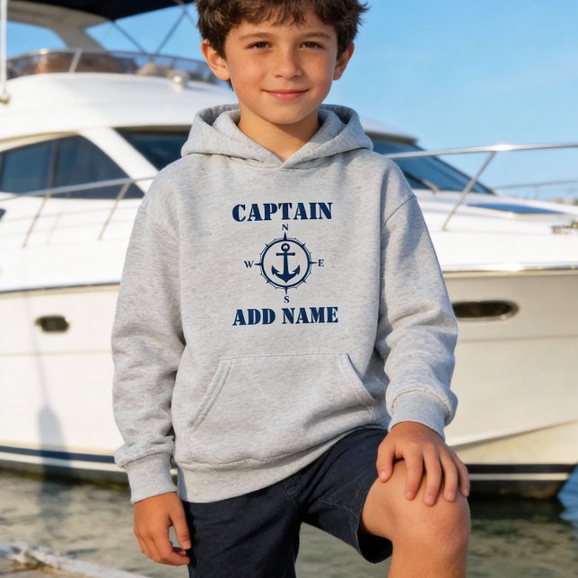 Navy Blue Nautical Compass Anchor & Name/Rank Hoodie (Creator Uploaded)