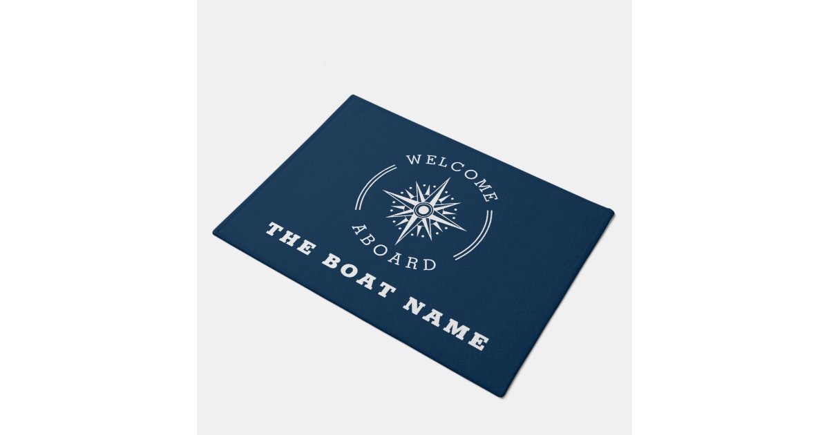 navy blue nautical compass boat ship doormat Zazzle