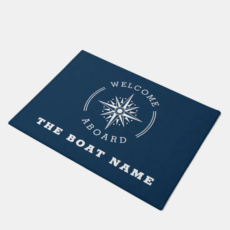 navy blue nautical compass boat ship doormat Zazzle