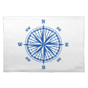 Navy Blue Nautical Compass Cloth Placemat