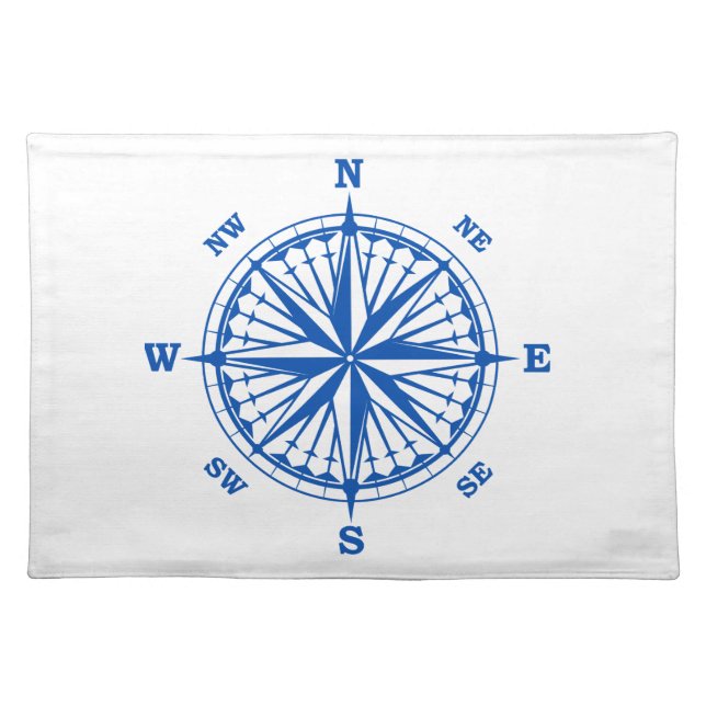 Navy Blue Nautical Compass Cloth Placemat (Front)