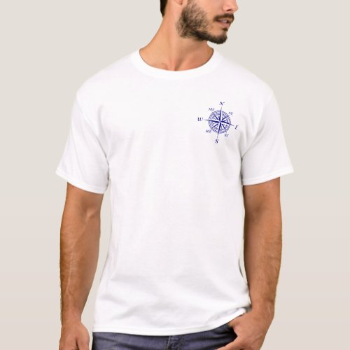 Navy Blue Nautical Compass Rose T_Shirt