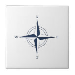 Navy Blue Nautical Compass Tile<br><div class="desc">This cool navy blue nautical compass design would make a great accent in any nautical themed room.</div>