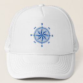 Navy Blue Nautical Compass Trucker Hat