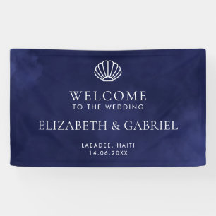 Navy Blue Nautical Destination Wedding Welcome Sig Banner