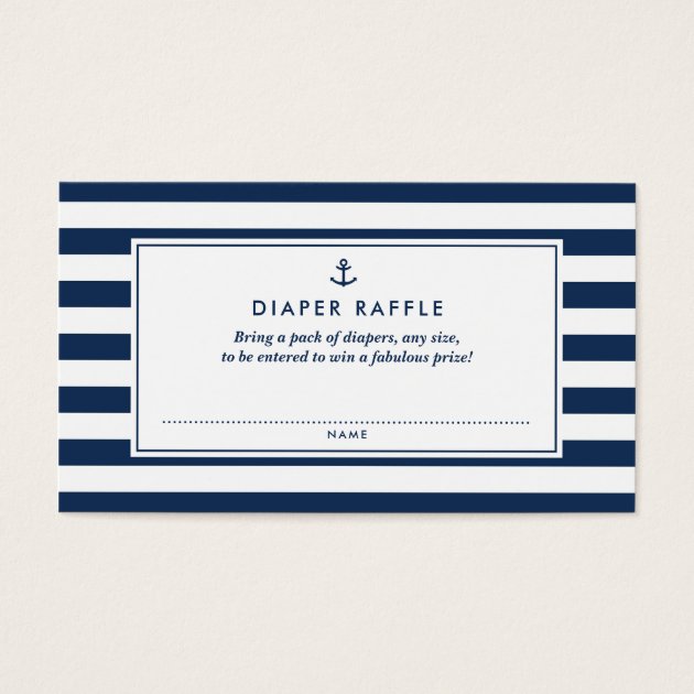 Navy Blue Nautical Diaper Raffle Baby Shower Game Business Card