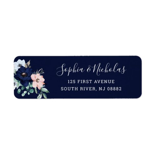 Navy Blue Nautical Floral Label