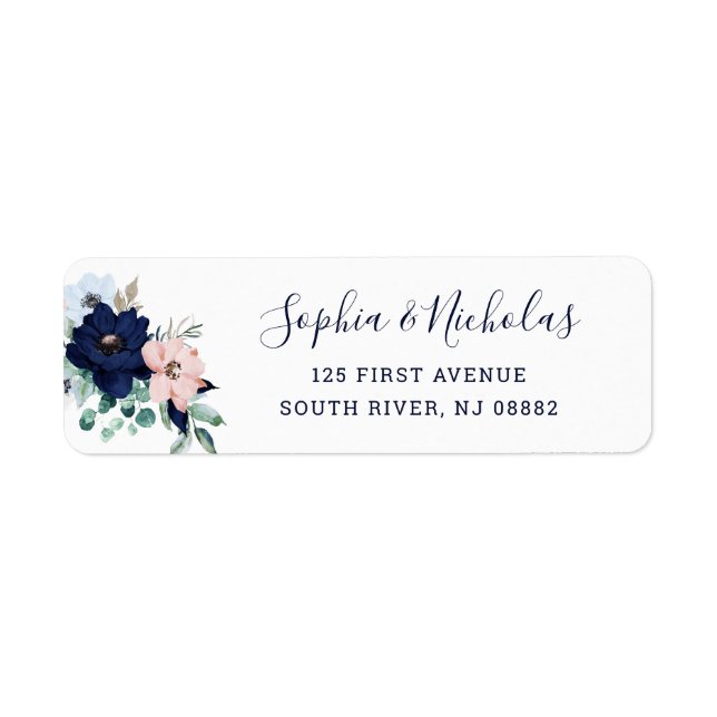 Navy Blue Nautical Floral Label (Front)