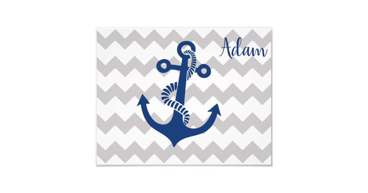 Nautical Navy Blue Chevron Baby Boy Nursery Wrapping Paper by decampstudios
