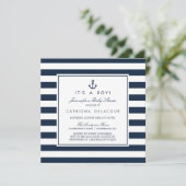 Navy Blue Nautical It's a Boy Baby Shower Invitation (Standing Front)