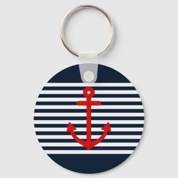 Navy Blue Nautical Keychain by OrganicSaturation at Zazzle