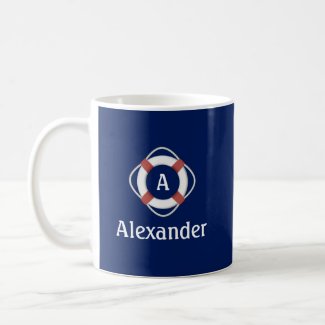 Navy Blue Nautical Lifesaver Monogram