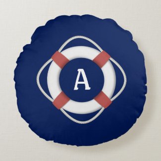 Navy Blue Nautical Lifesaver Monogram
