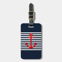 Navy Blue Nautical Luggage Tag