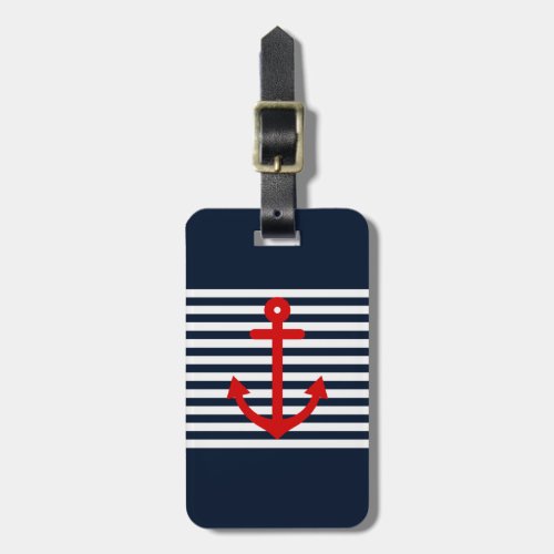 Navy Blue Nautical Luggage Tag