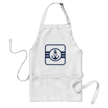 Navy Blue Nautical Monogram Adult Apron by snowfinch at Zazzle