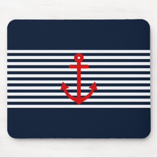 Navy Blue Nautical Mouse Pad
