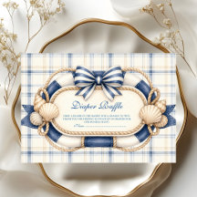 Navy Blue Nautical Plaid Diaper Raffle Baby Shower