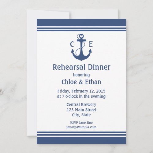 Nautical Rehearsal Dinner Personalized Announcements