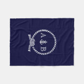 Navy Blue Nautical Rope and Anchor Monogrammed Fleece Blanket (Front (Horizontal))