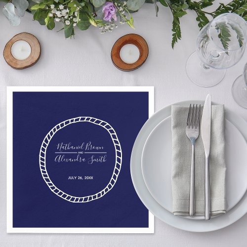 Navy Blue Nautical Rope Wedding Napkins