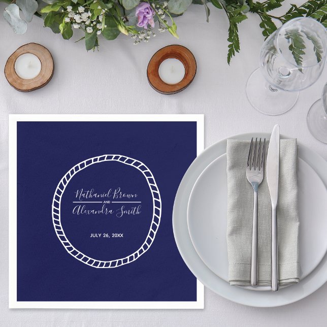 Navy Blue Nautical Rope Wedding Napkins (Creator Uploaded)