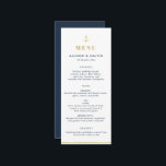 Navy blue nautical sea wedding menu<br><div class="desc">A modern nautical wedding theme design with and anchor. The color and text can be personalized.</div>