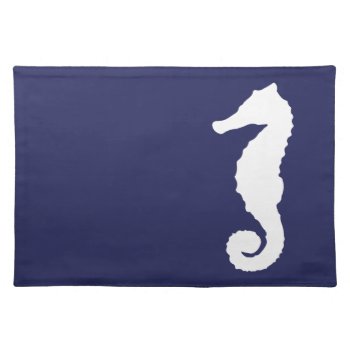 Navy Blue Nautical Seahorse Placemat by cranberrydesign at Zazzle